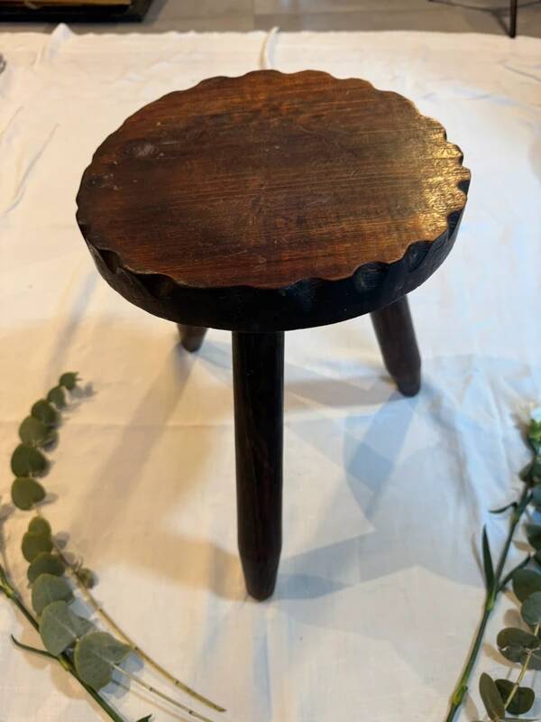 Vintage rustic tripod stool