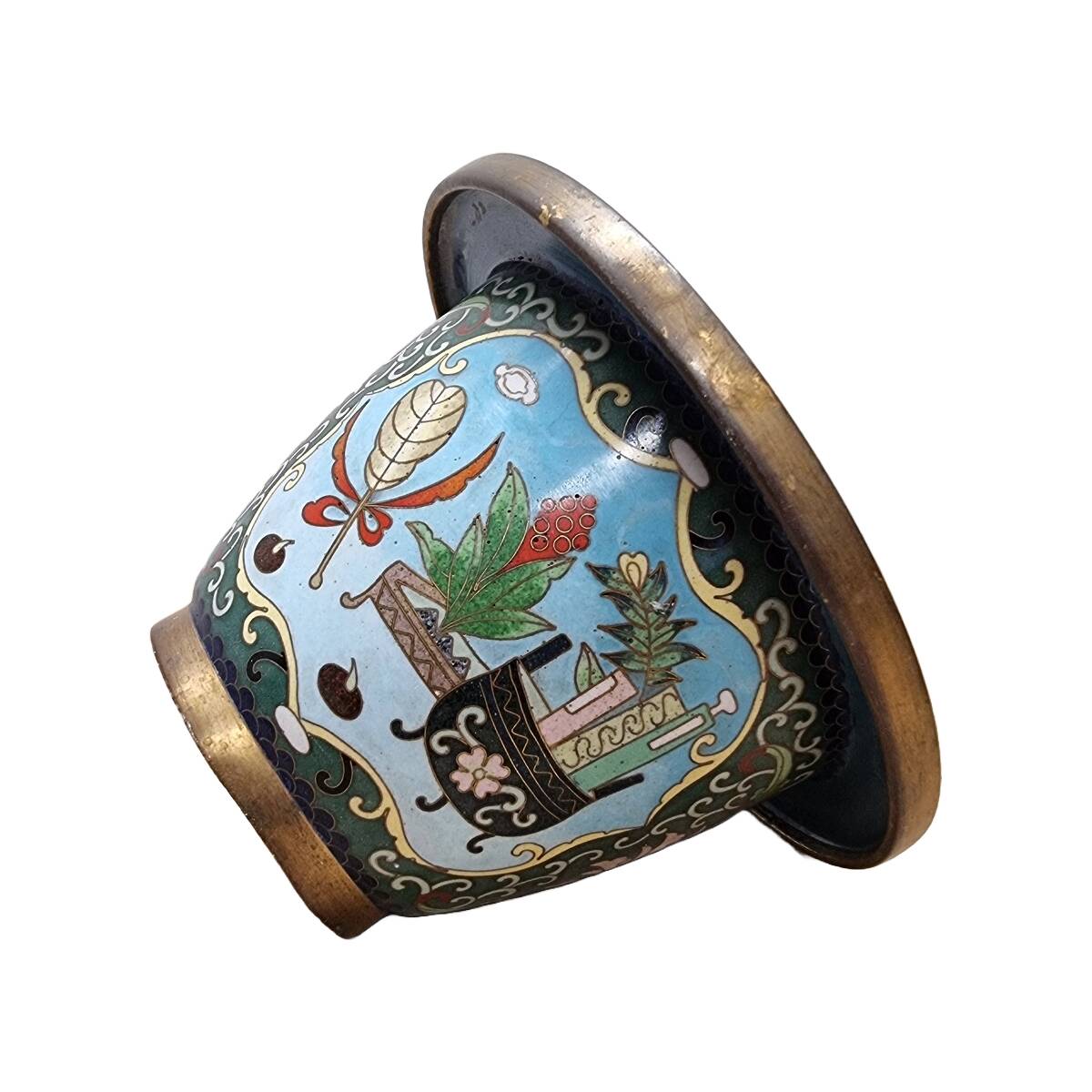 Vintage Chinese Cloisonne Flower Pot, from the 1970/80s.