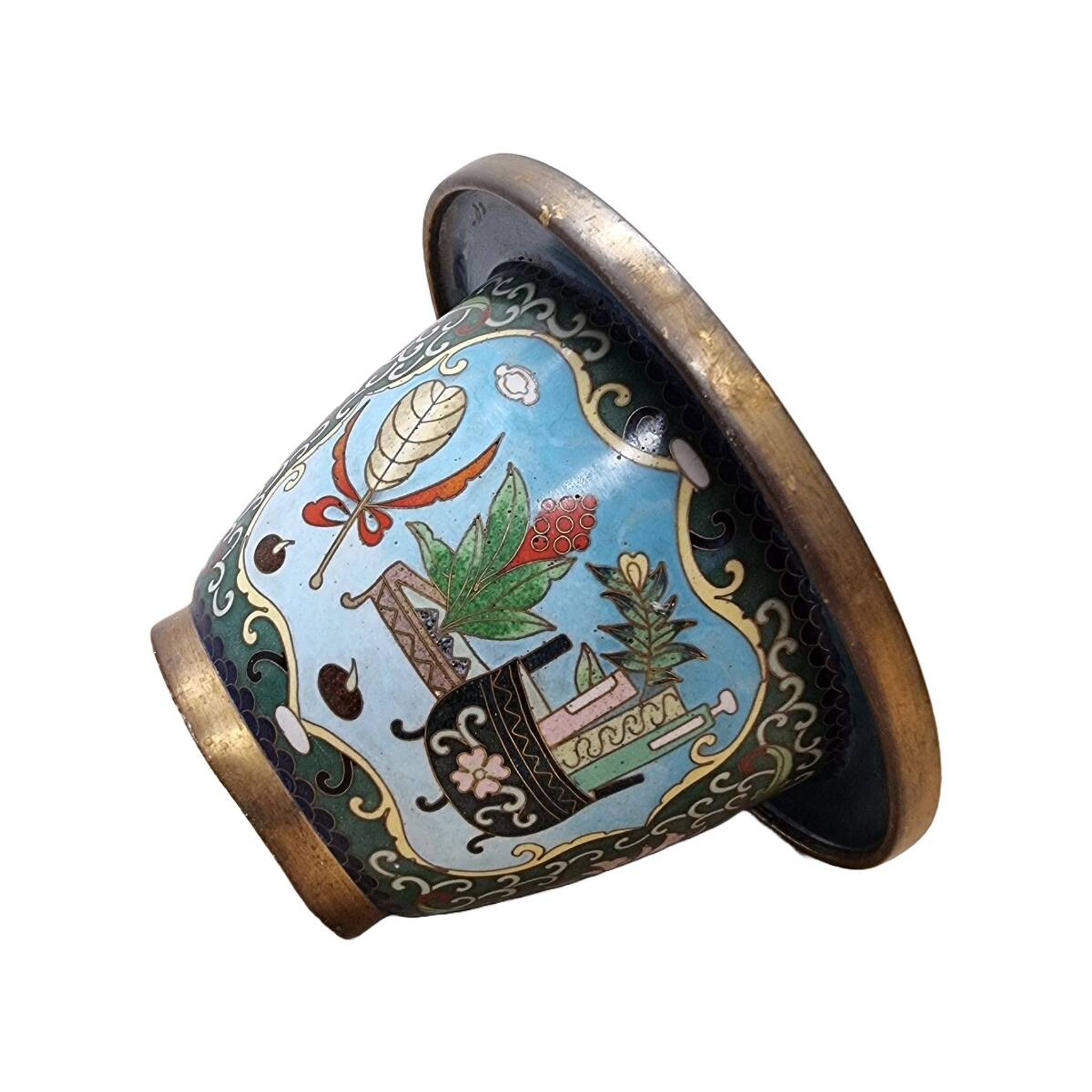 Vintage Chinese Cloisonne Flower Pot, from the 1970/80s.