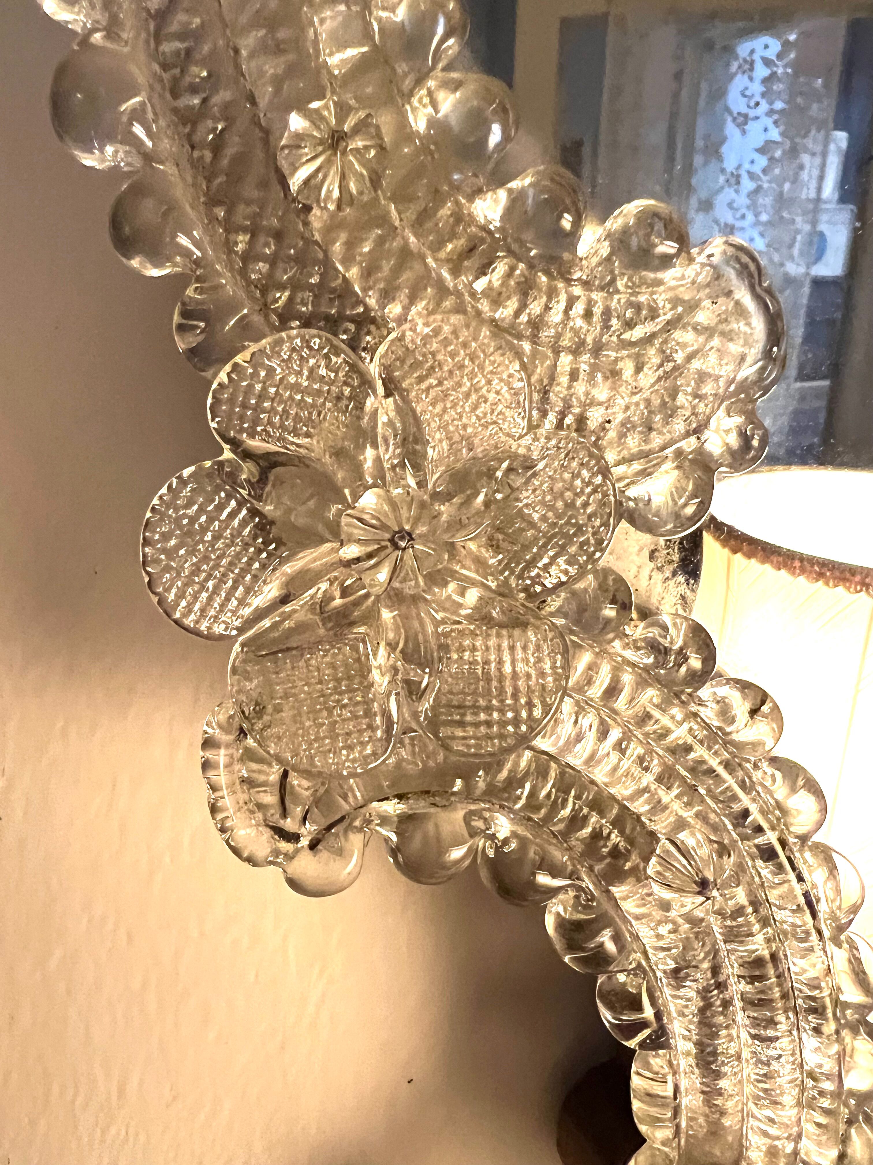Venetian murano mirror with crystal flower