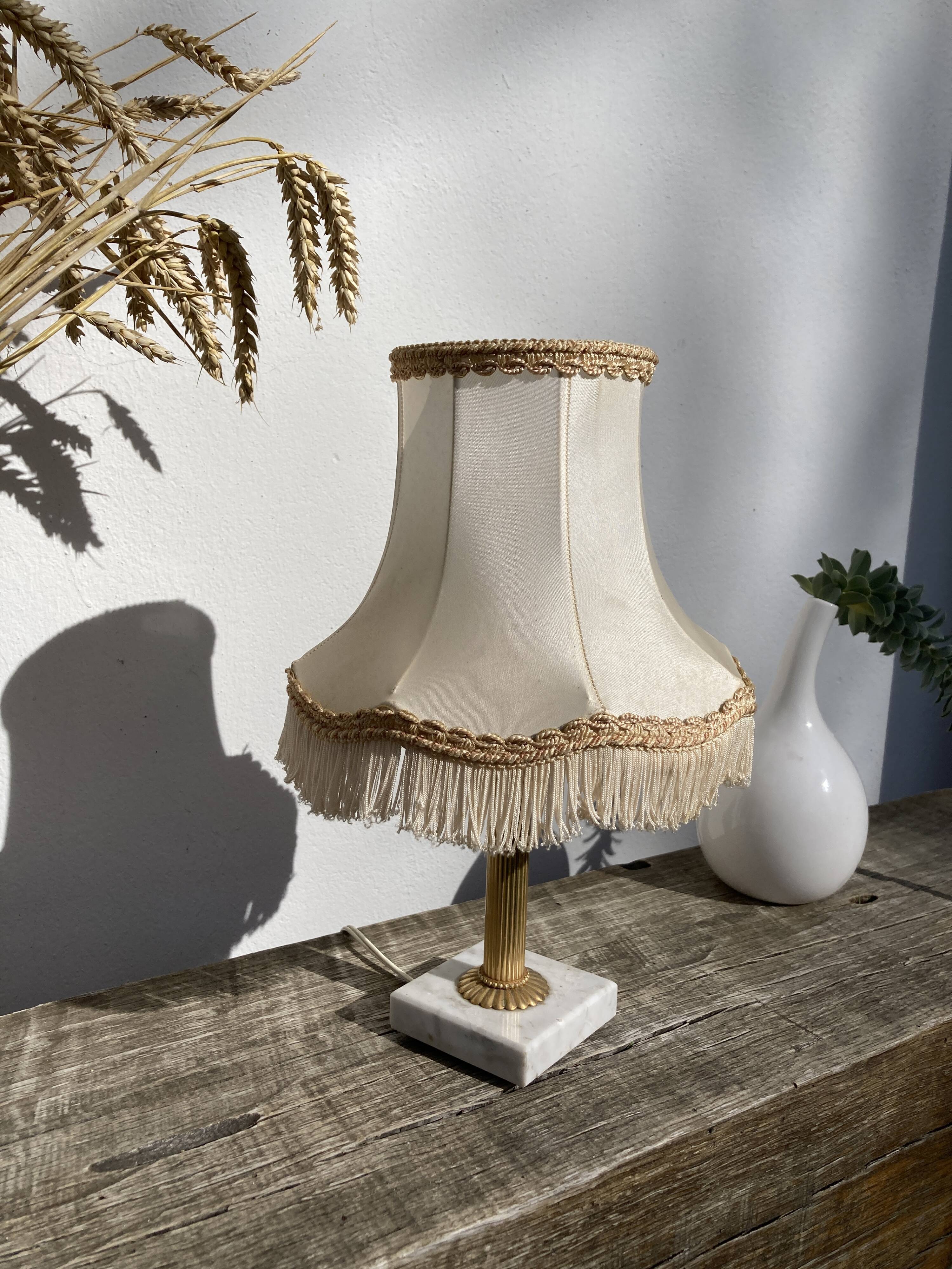 Marble table lamp and antique golden column