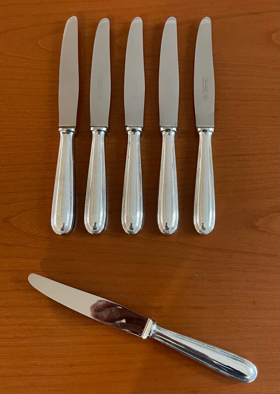 Christofle pearls 6 dessert cheese dessert knives