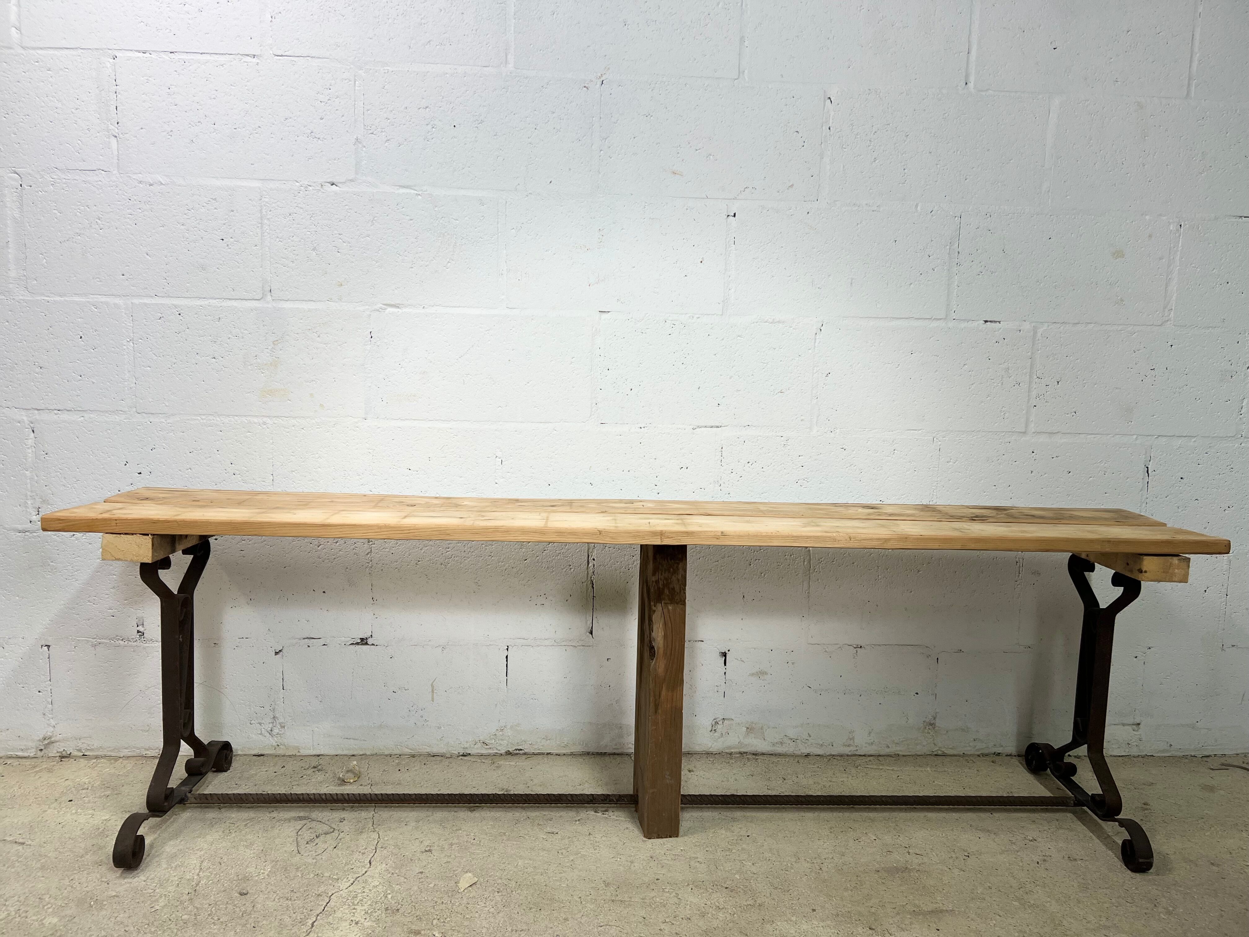 Bench with rustic base