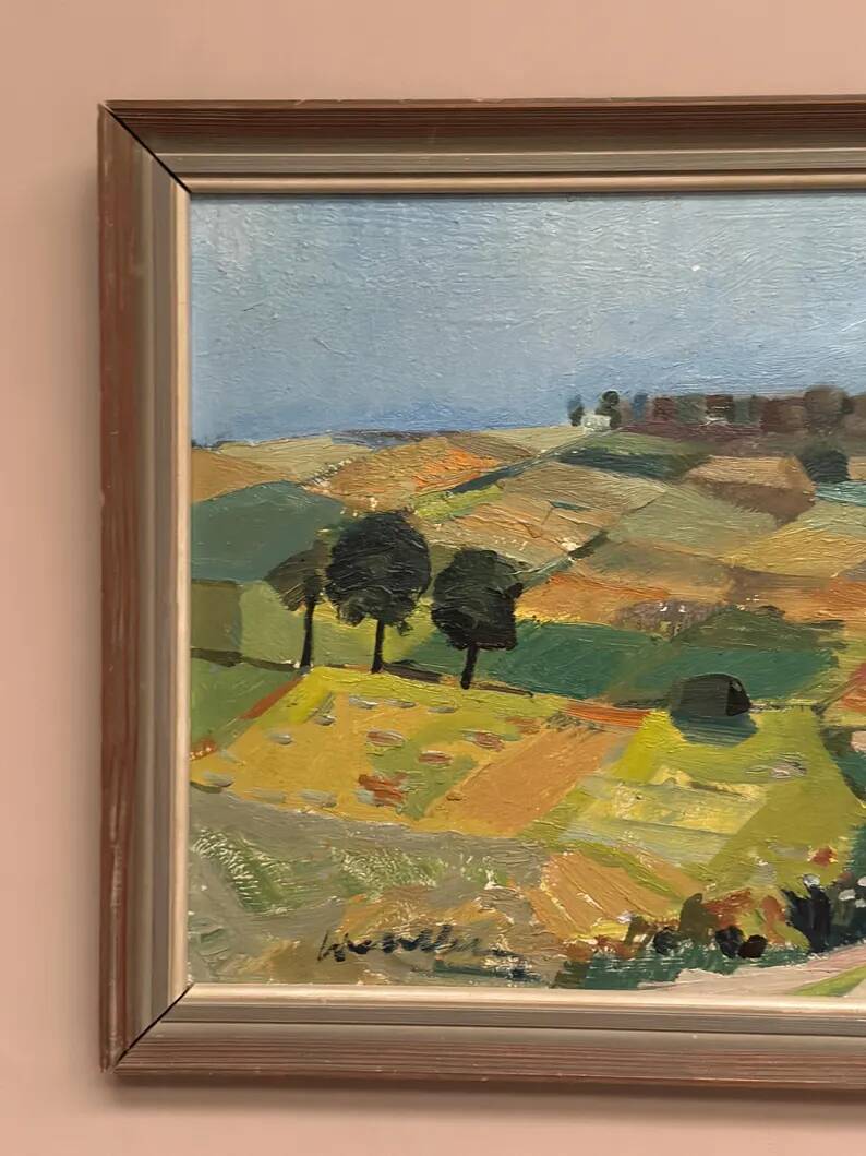 Swedish Oil on Panel “Landscape” by Tage Gavik, Signed, Vintage & Framed