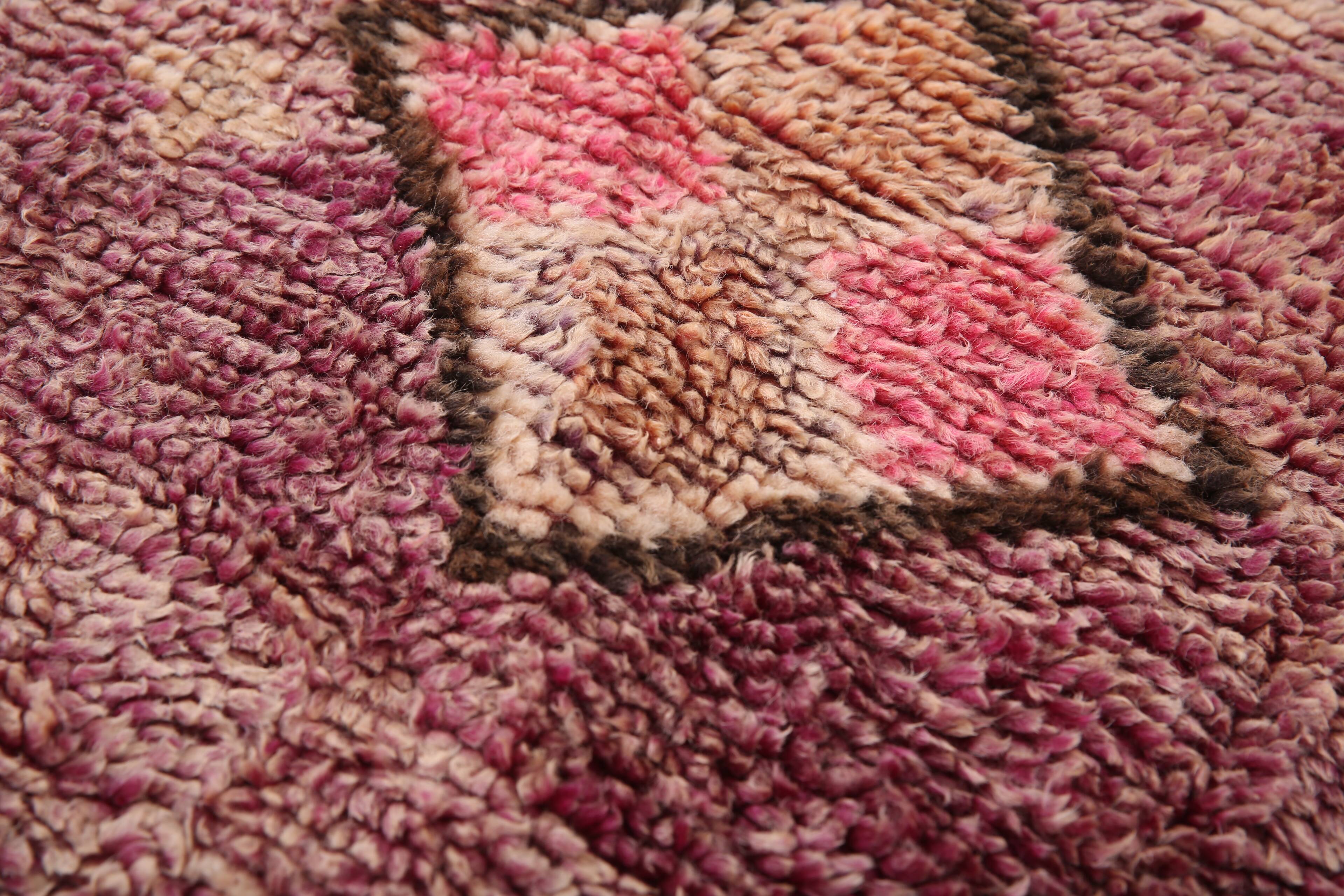 Tapis marocain vintage fait main 183 x 375 cm - Tapis en laine Boujaad - Tapis berbère
