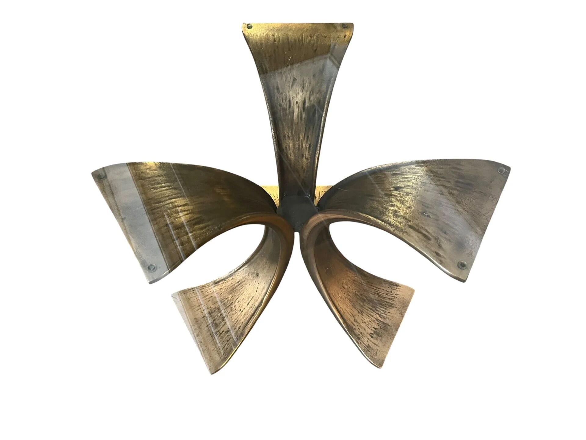 Coffee table in bronze with glass top by Luciano Frigerio