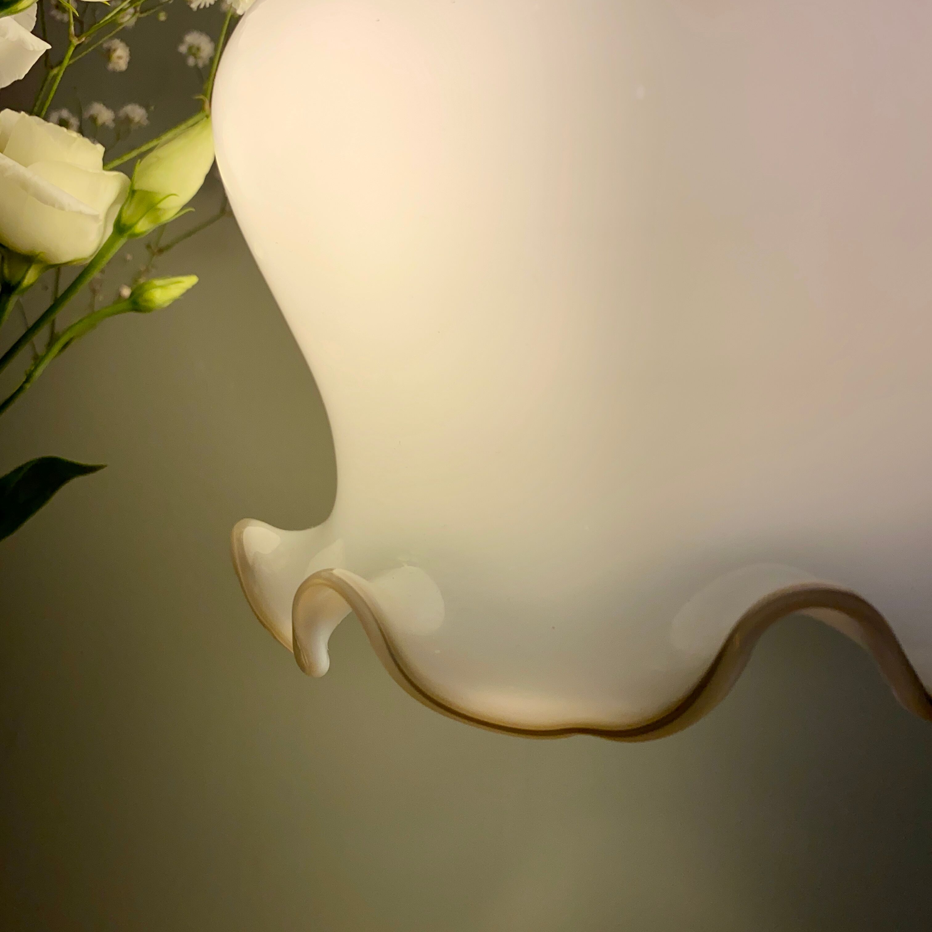 Vintage globe pendant lamp in white opaline