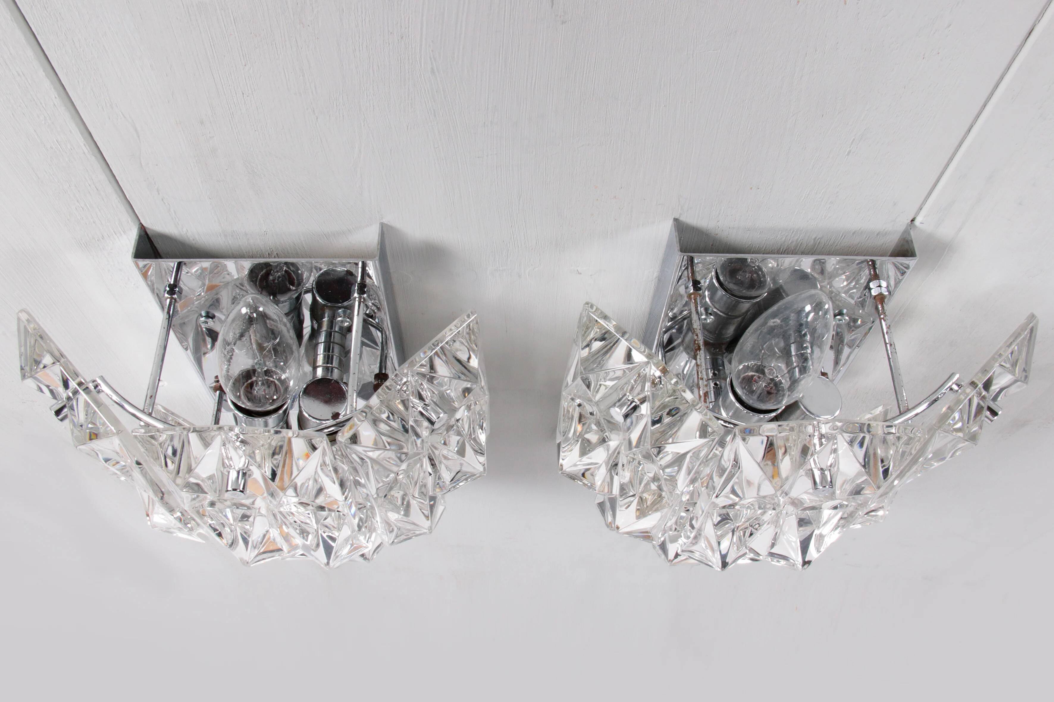 Rare 1960s Kinkeldey German crystal wall sconce 1960