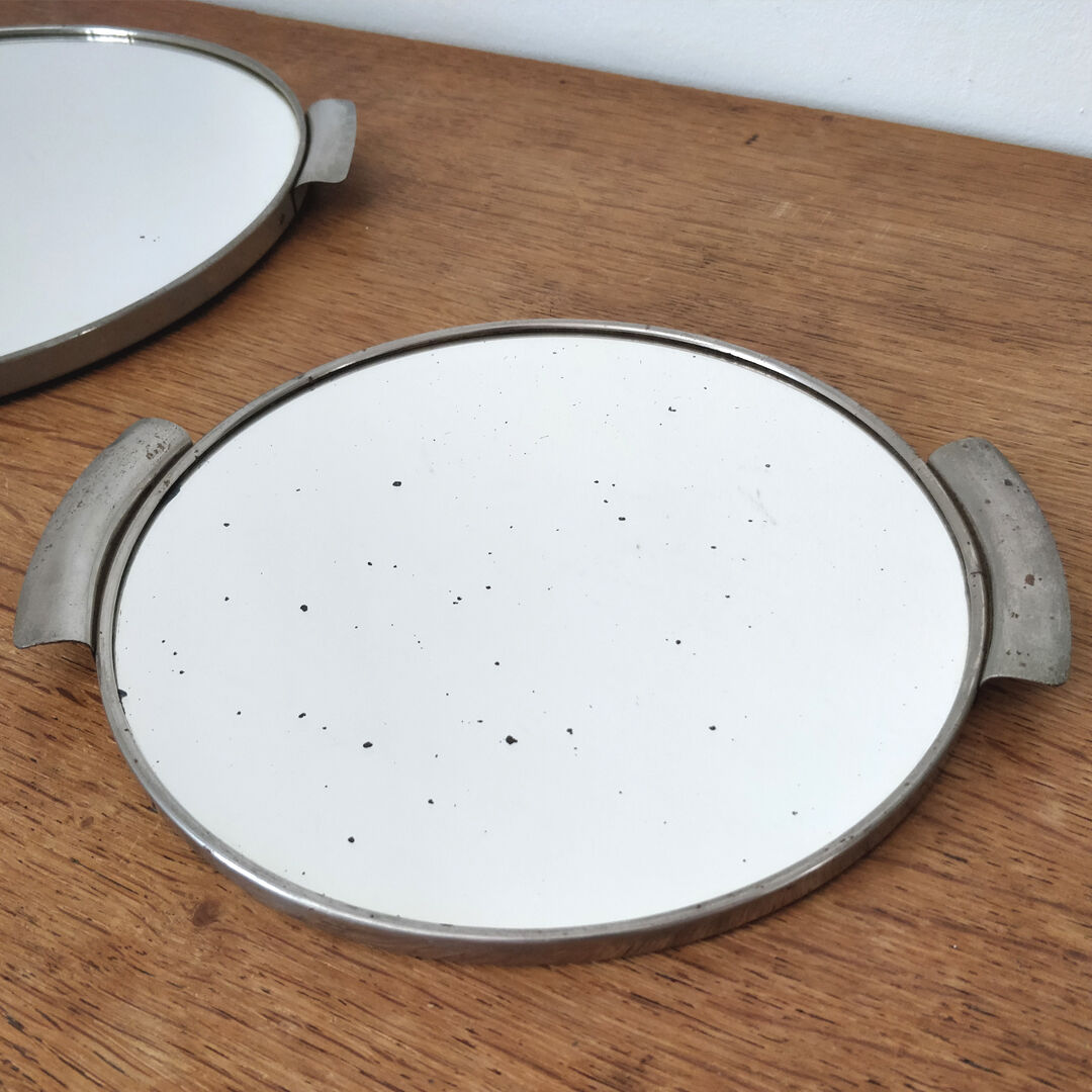Two vintage mirror trays 50s