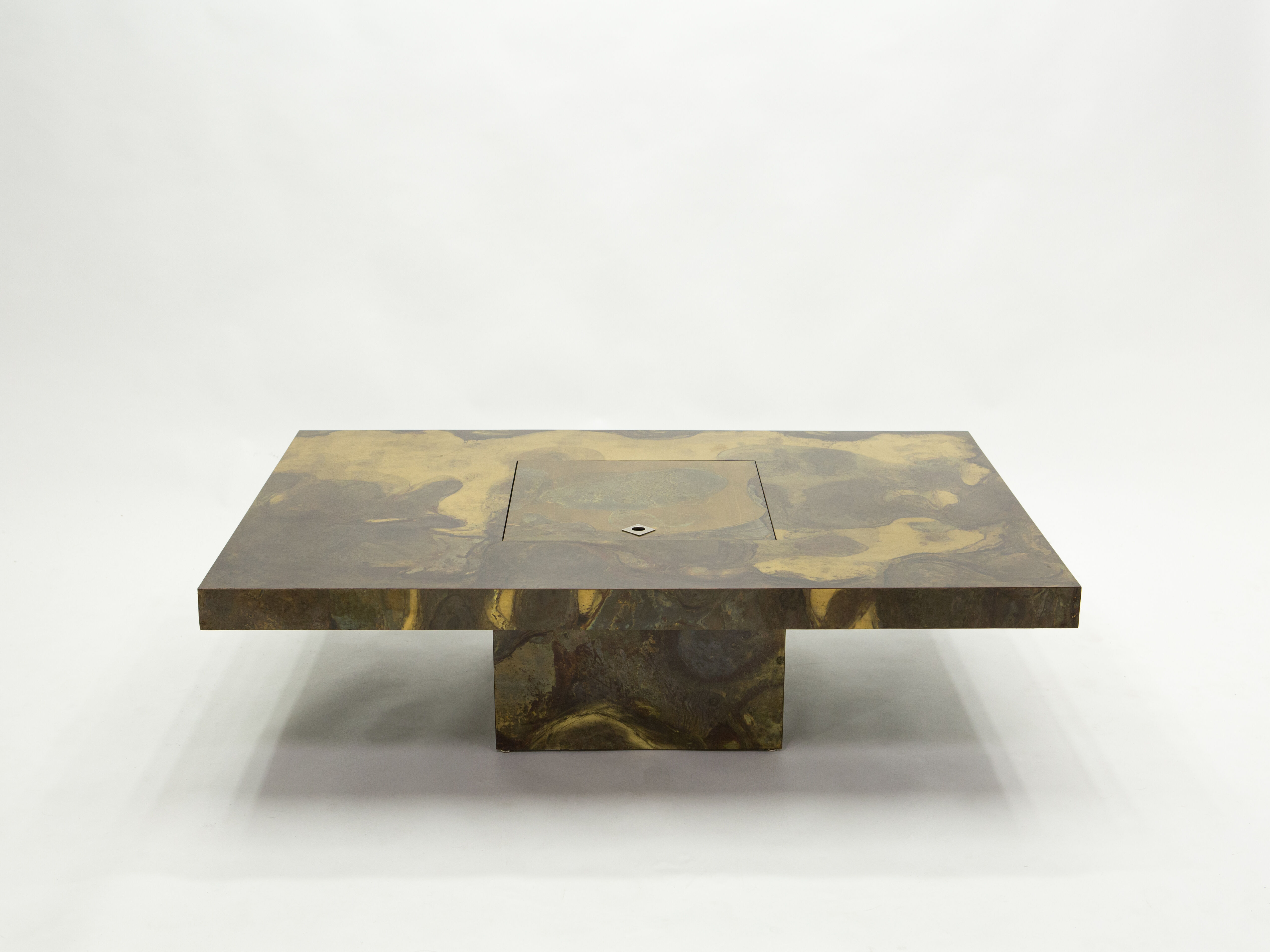 Isabelle and Richard Faure's unique patinated oxidized brass coffee table 1970
