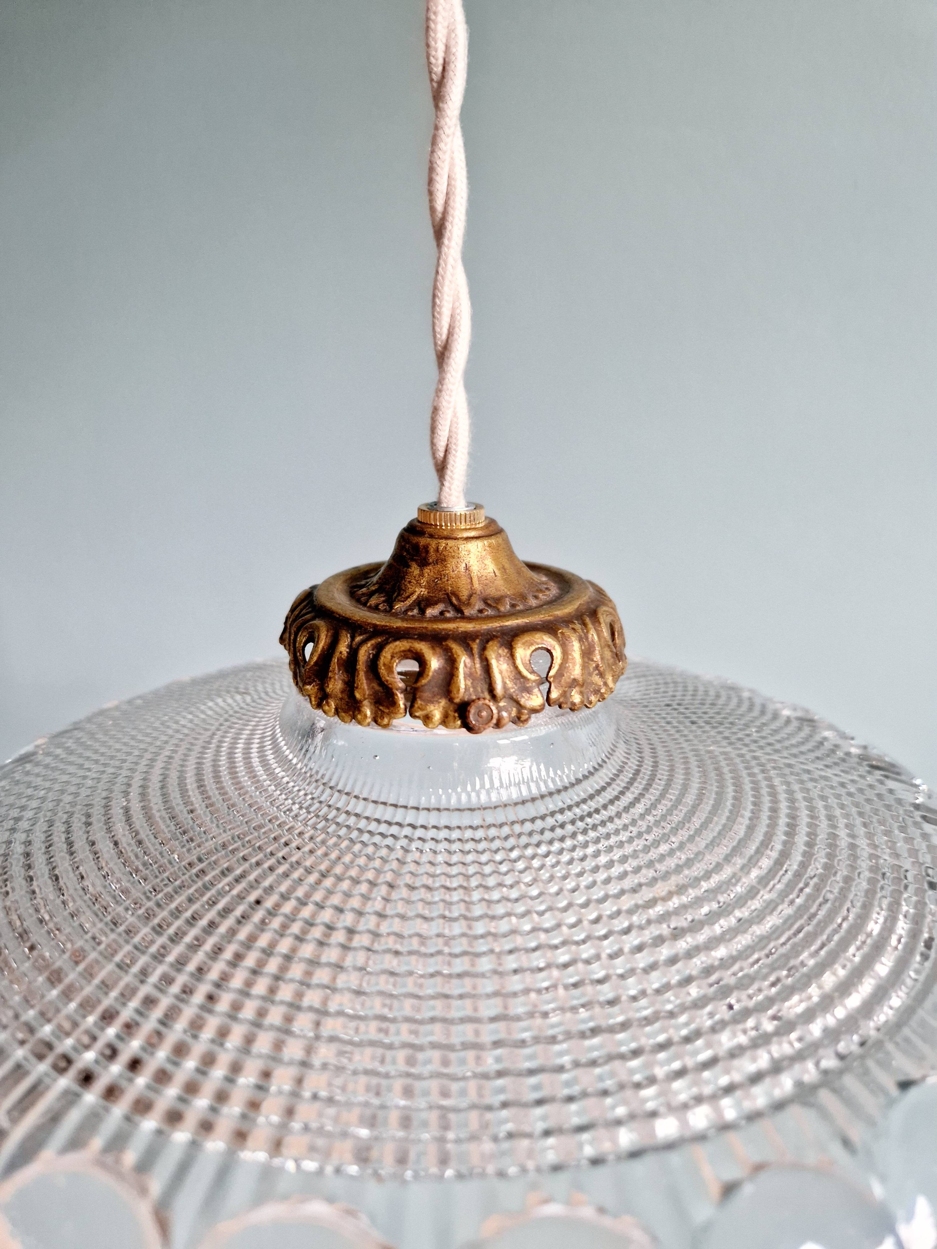 Art Deco pendant/portable lamp in clear glass, 1920s-30s