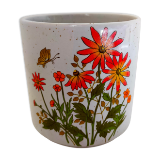 pot or cache stoneware pot decoration flowers