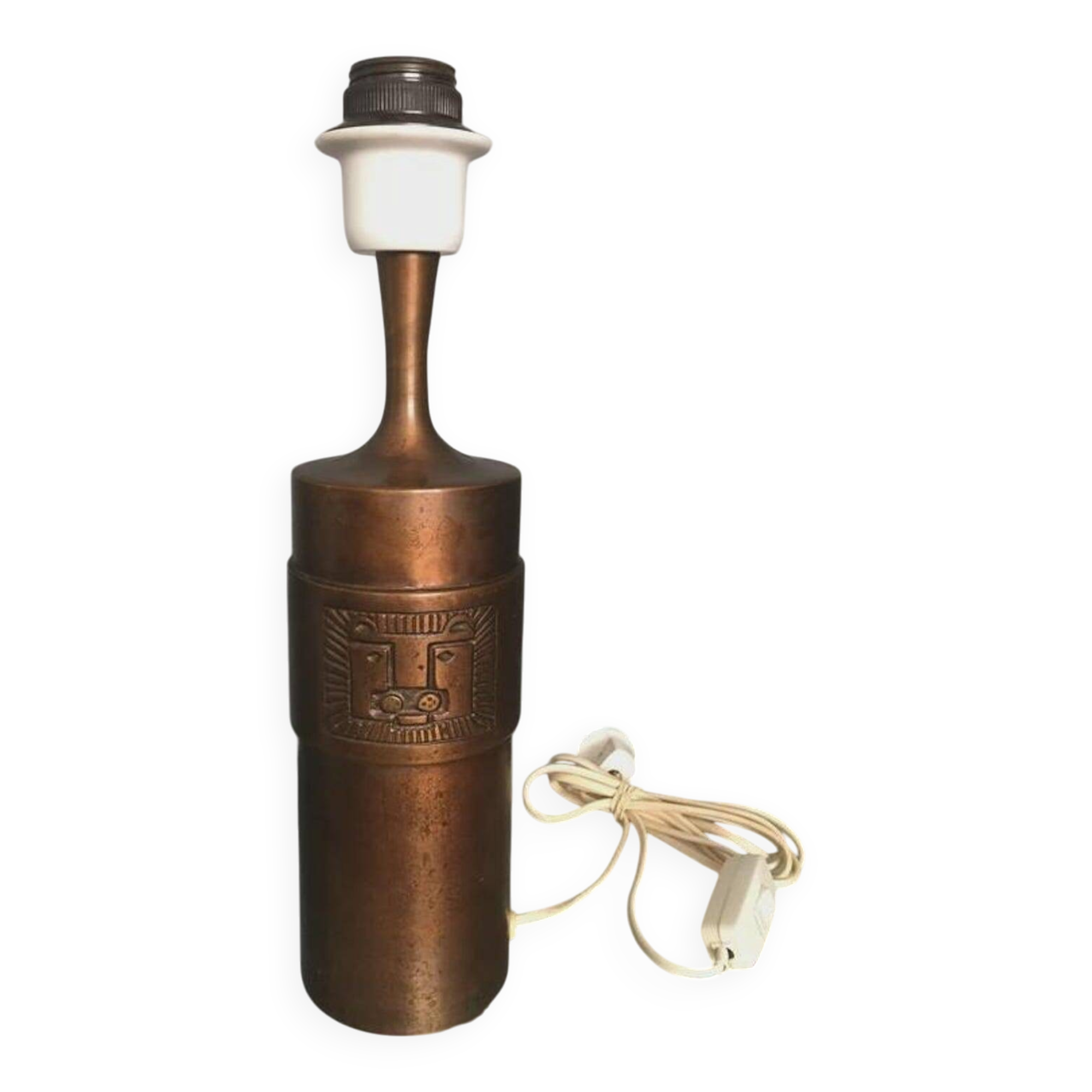 Stig Blomberg bronze table lamp with relief decoration, Sweden, 1960s