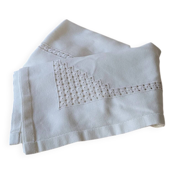 Antique white cotton tablecloth