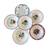 Set of 6 mismatched hollow plates Digoin Sarreguemines and Lunéville 40s