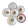 Set of 6 mismatched hollow plates Digoin Sarreguemines and Lunéville 40s