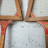 Pair of vintage Majestic tennis rackets with press.