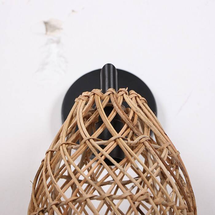 Rattan & Bamboo Classic Sconce Lamp, 15x17Cm