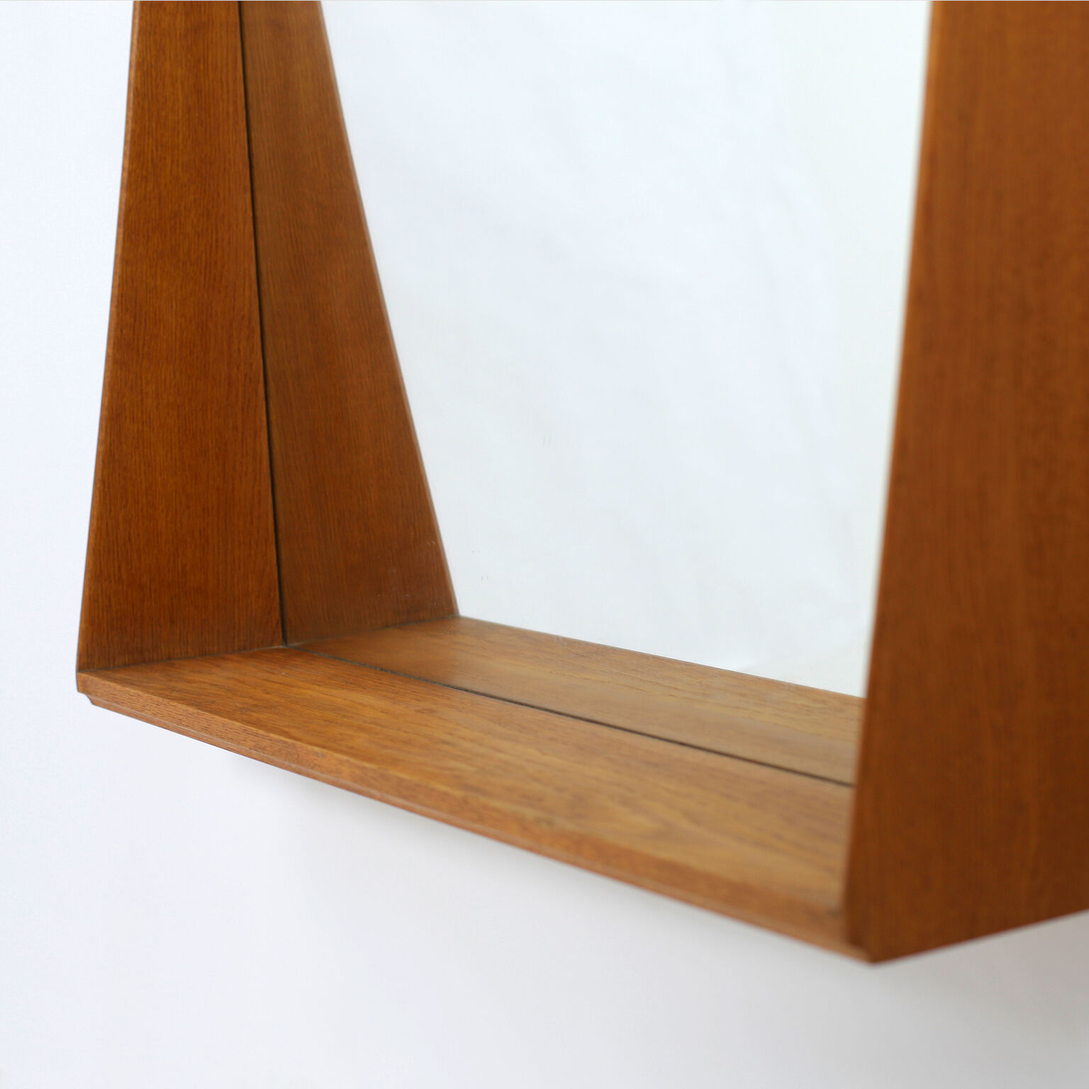 Miroir en chêne 77 x 120 cm avec tablette Suède des années 60