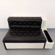 Vintage sofa bed bench with integrated lighting, Italian design Beka Tortuga, in skai, fiber