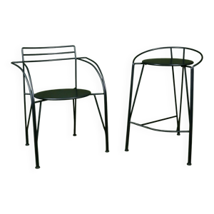 Lot tabouret et fauteuil