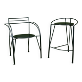 Many stools and the Silver Moon armchair by Pascal Mourgue.