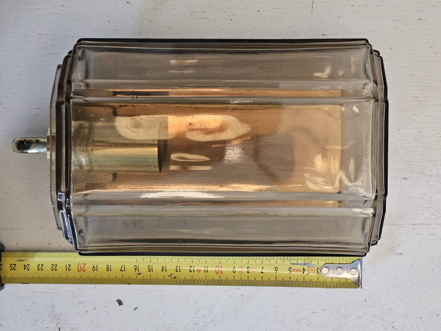 Pair of glass and brass wall lights, 1960s.