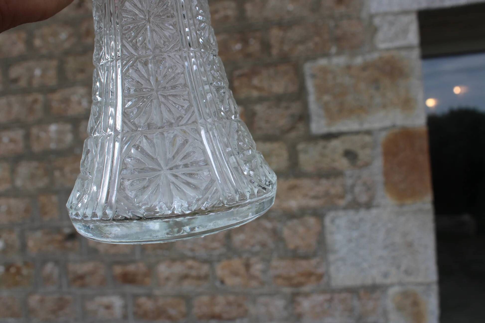 Antique pressed glass and silver-plated jug – Decorative wine pitcher H30 cm