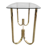 Mid-Century console table in galvanised aluminium with a glass top, 1970s.