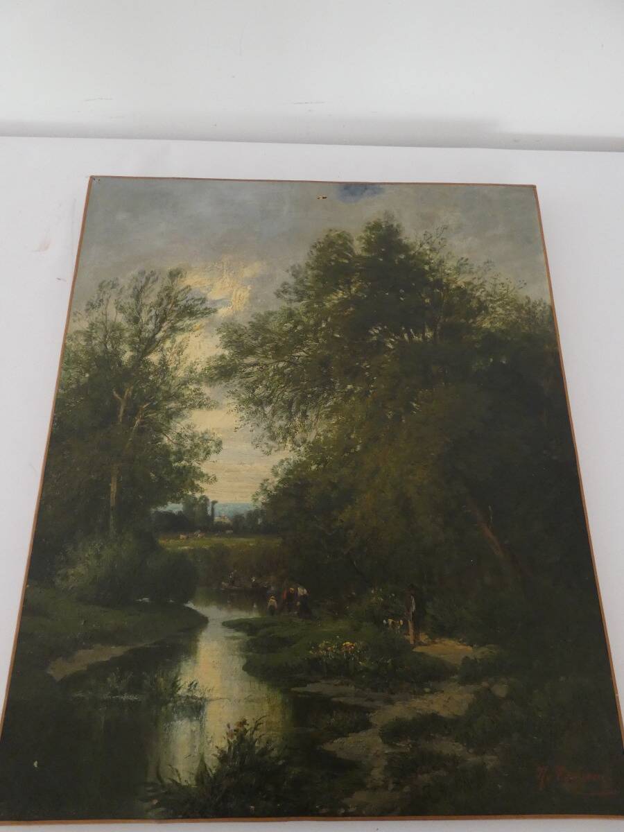 Two oil paintings on canvas signed N. Rousseau – fishing scenes from the 19th century.