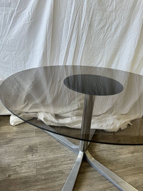 Table basse en verre fumé 70s