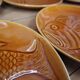 8 glazed flat plates with vintage fish decoration Saint Amand