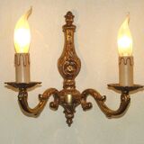 Pair of double wall sconces in bronze in traditional mid-century French style 5163