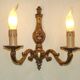 Pair of double wall sconces in bronze in traditional mid-century French style 5163