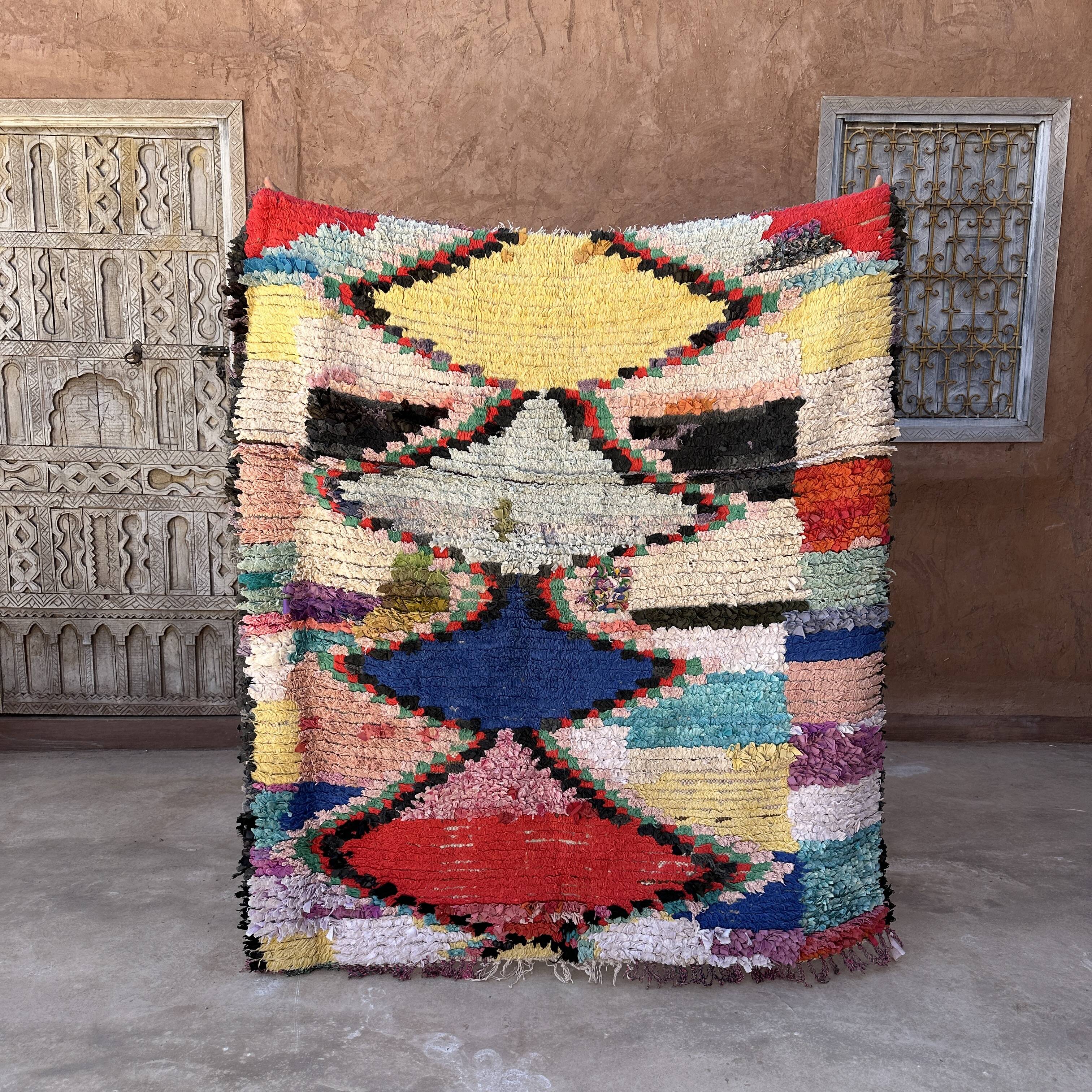 Moroccan carpet Boucherouite colored - 137 x 154 cm