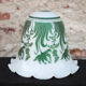 Opaline globe with green flower patterns, bell-shaped lampshade with a corolla.