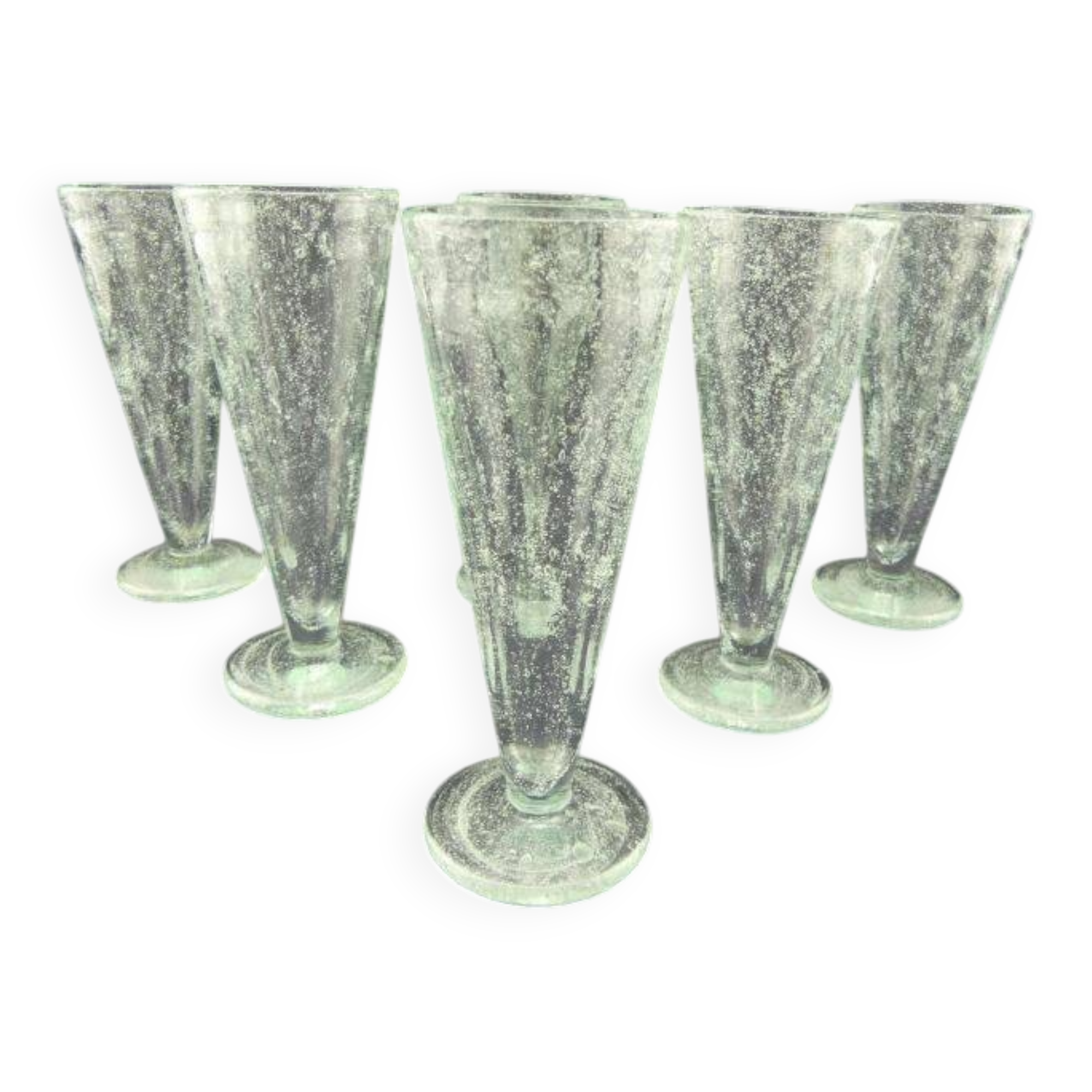 6 bubble glass champagne flutes