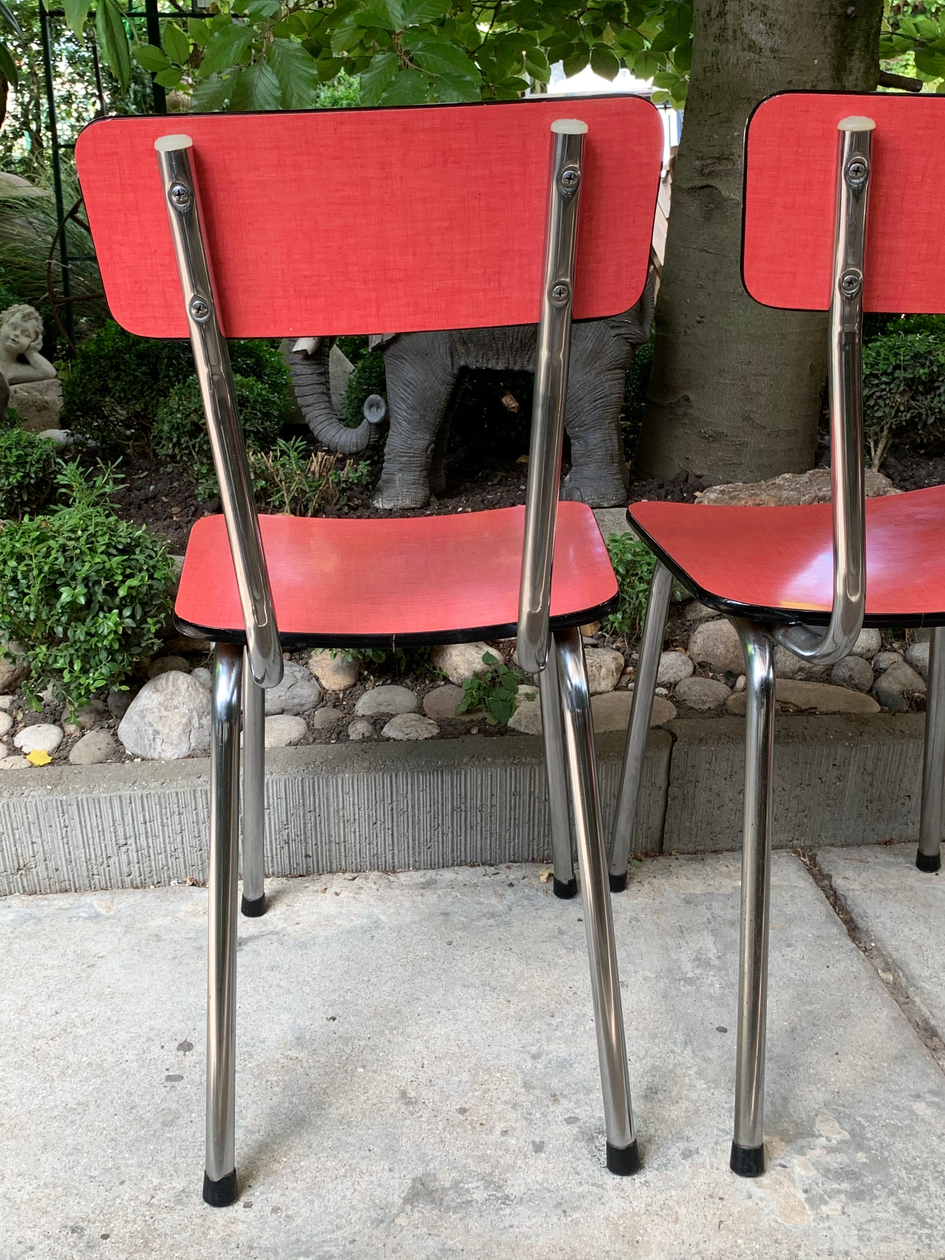 Red formica chairs