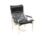 2x Vintage black leather armchair by Strässle HE1106 designed by Hans Eichenberger