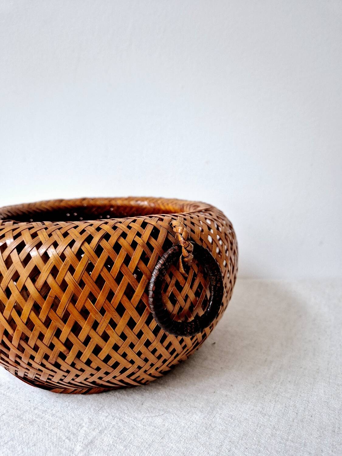 Japanese Style Bamboo/Rattan Woven Basket - Vintage