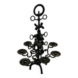 Black brutalist candlestick with 7 lights