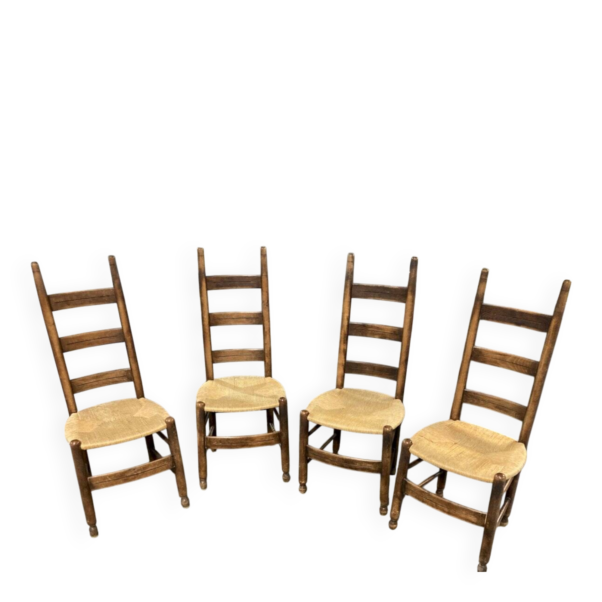 4 modernist straw chairs