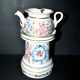 Tisanière ancienne en porcelaine de Paris veilleuse Théière à infusion fleurie peint main 19e s.