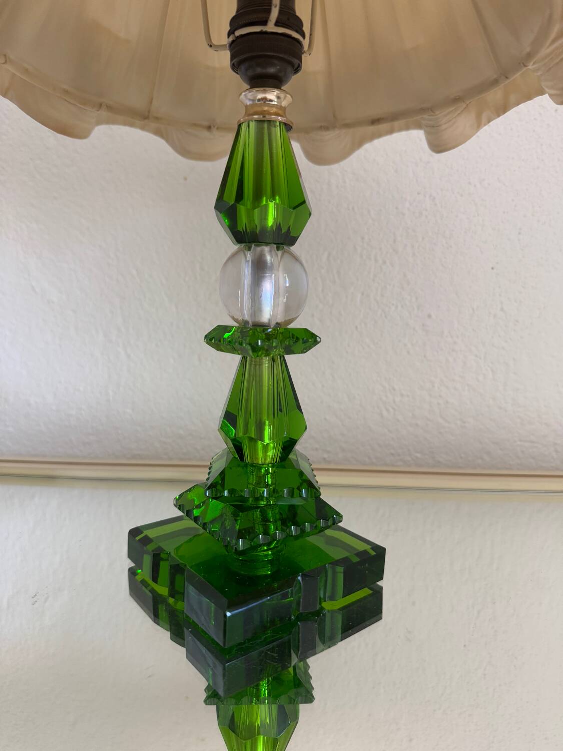 Lampe cristal émeraude Art Déco