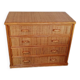 Commode rotin années 70-80