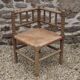 French antique turned wooden bobbin chair with rush seat