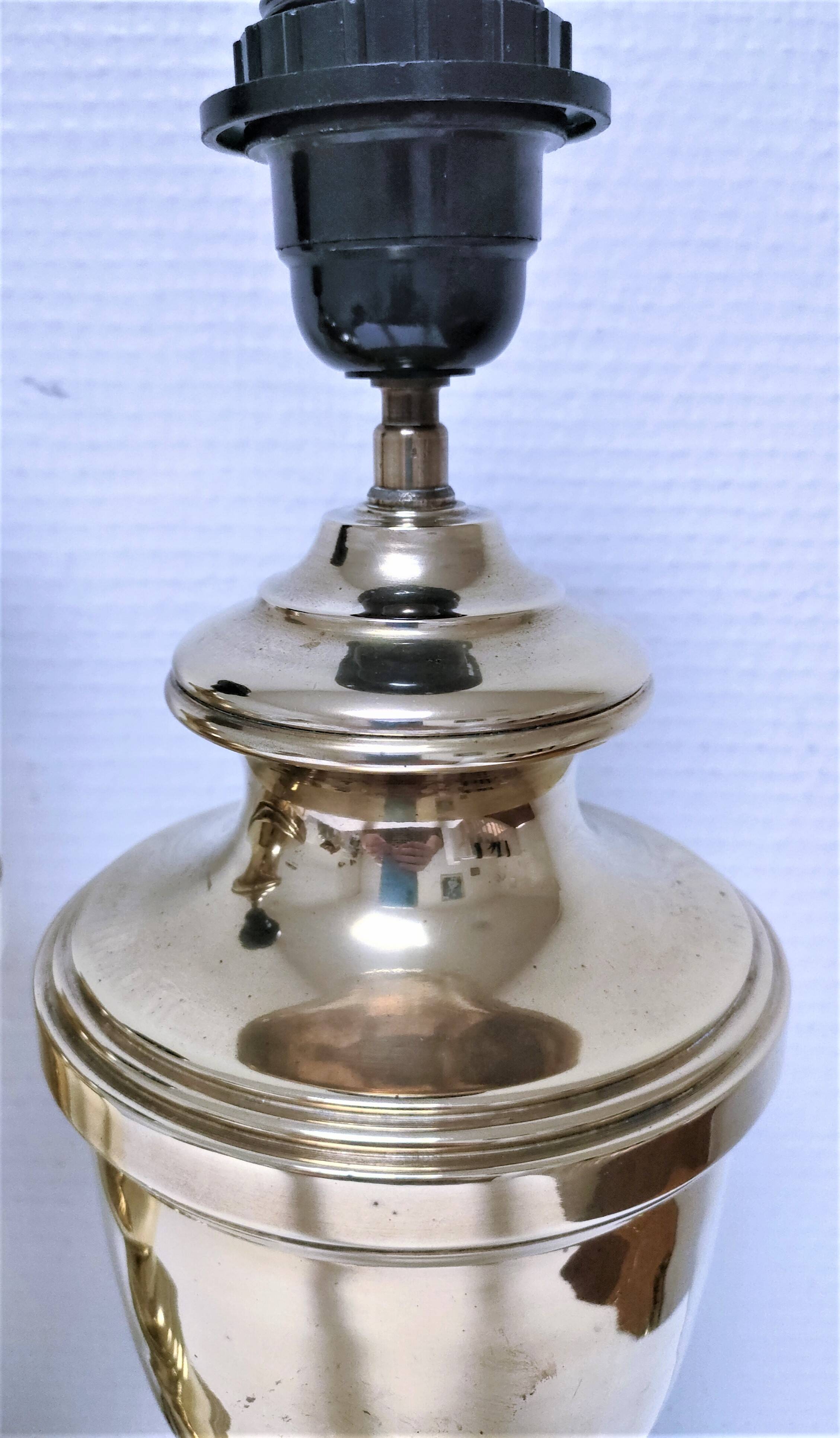 Paire pieds de lampe laiton massif néoclassique H.41 cm