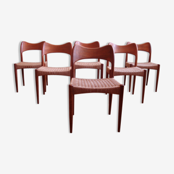 Chaises de salle à manger danoises par Arne Hovmand Olsen pour Mogens Kold, Set de 6, années 1960