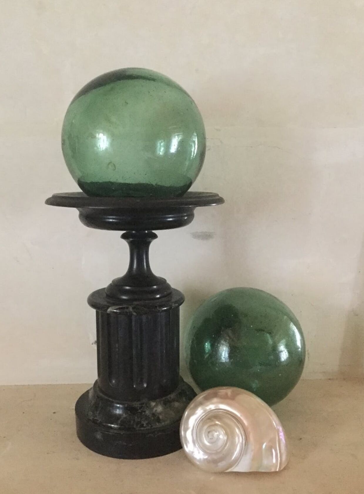 Black marble candlestick.