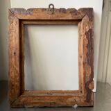 Cadre ancien sculpté à la main en bois massif 33,5 x 29 cm dimensions ouverture 23,5 cm x 19 cm bois de cèdre